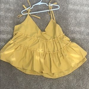 ruffled yellow tank top